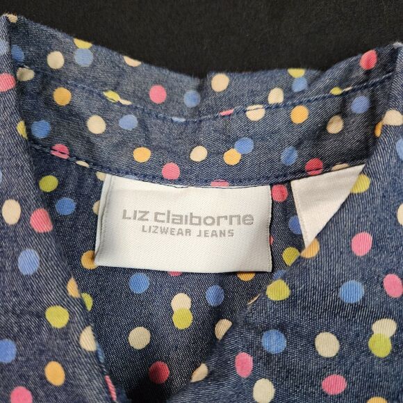 Liz Claiborne Womens Dress Multi-Color Size 8 100% Cotton Sleeveless Polka Dot - Picture 5 of 12